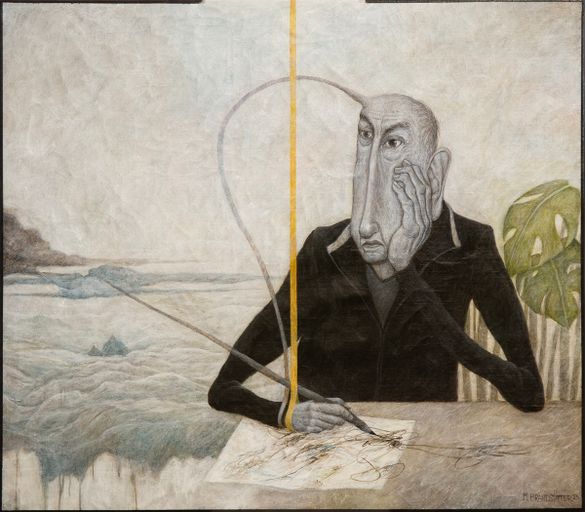 Ursula Hübner, THE INVISIBLE, 2022, Öl auf Leinwand, 80x70 cm, Ausschnitt, © Foto: Lukas Dostal 